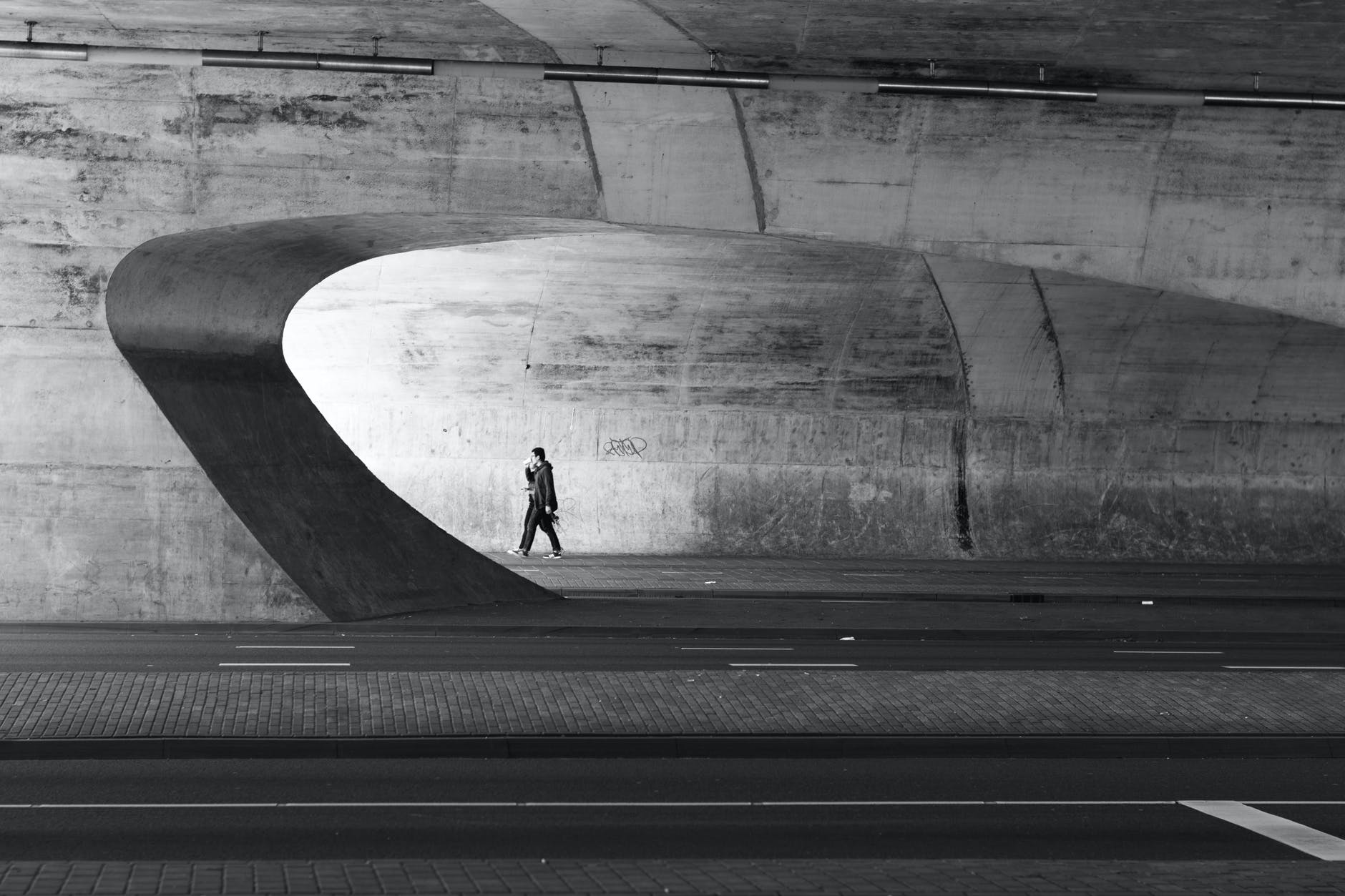 man in tunnel